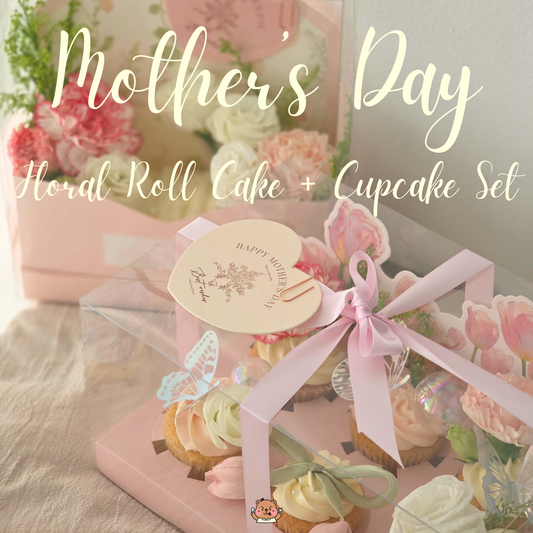 Floral Roll Cake + Cupcake Set
