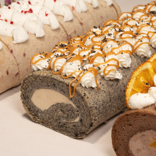 Peanut Butter Black Sesame Roll Cake