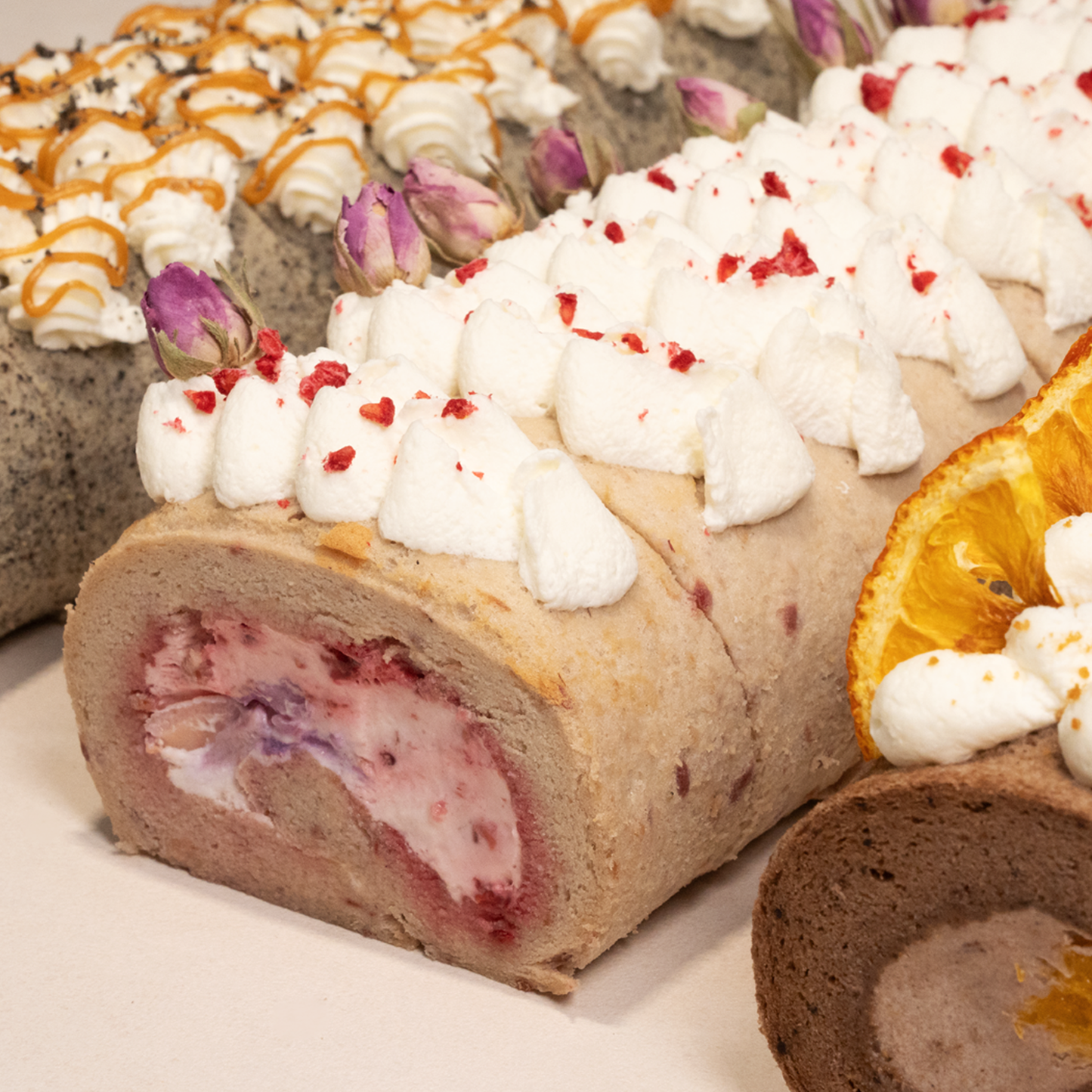 Raspberry Lychee Roll Cake